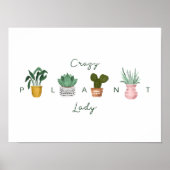 Crazy Pflanze Lady | Chic Watercolor Potcolor Pfla Poster (Vorne)