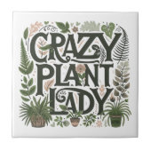 Crazy Pflanze Lady Fliese (Vorderseite)