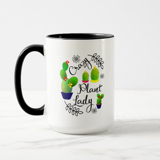 Crazy Pflanze Lady Funny Cactus Personalisiert Tasse (Links)