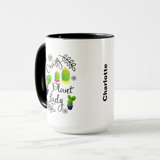 Crazy Pflanze Lady Funny Cactus Personalisiert Tasse (Vorderseite Links)