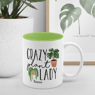 Crazy Pflanze Lady   Funny Personalisiert Pflanzen Zweifarbige Tasse