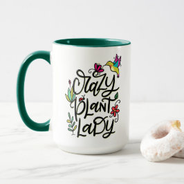 Crazy Pflanze Lady, handschriftlich Tasse