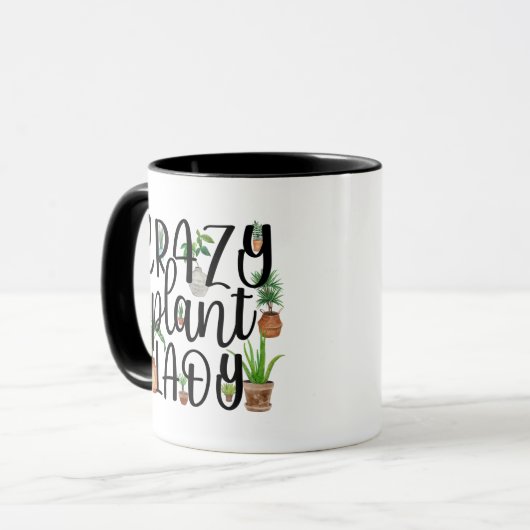 Crazy Pflanze Lady Kaffee Tasse mit gepolsterten P (Vorderseite Links)