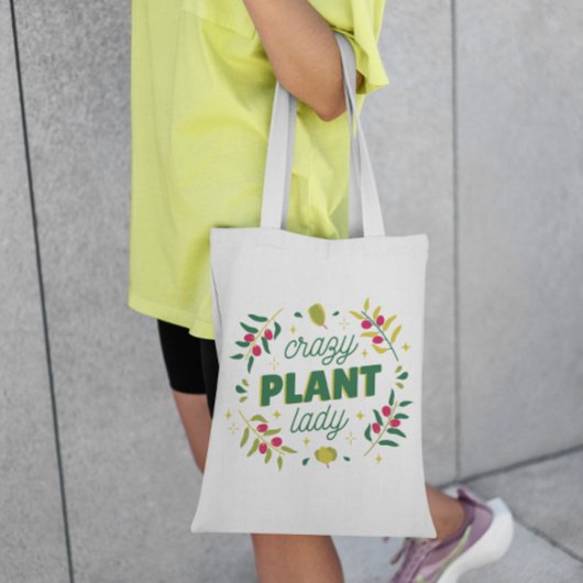 Crazy Pflanze Lady Lettering Tote Bag Tragetasche