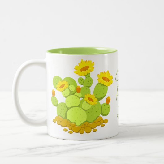 Crazy Pflanze Lady Niedlich Cartoon Cactus Zweifarbige Tasse (Links)