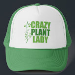 Crazy Pflanze Lady Niedlich Green Botanist Truckerkappe<br><div class="desc">Crazy Pflanze Lady. Funny Pflanze Liebhaber Hut in coolen grünen Farben mit hübschen Weinreben neben dem niedlichen Zitat über Pflanze und Grün Obsession. Großartiges Geschenk für einen Gärtner mit grünem Daumen.</div>
