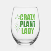 Crazy Pflanze Lady Niedlich Green Botanist Weinglas Ohne Stiel (Vorderseite)