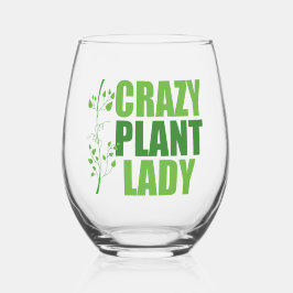 Crazy Pflanze Lady Niedlich Green Botanist Weinglas Ohne Stiel