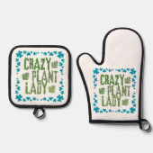 Crazy Pflanze Lady Ofenhandschuh & Topflappen-Set (Vorderseite)