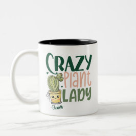 Crazy Pflanze Lady Personalisiert Zweifarbige Tasse
