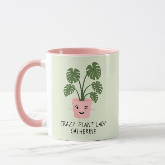Crazy Pflanze Lady Pflanze Lover Personalisiert Tasse (Links)