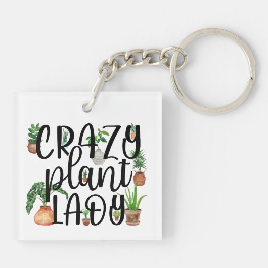 Crazy Pflanze Lady Schlüsselanhänger (Rückseite)