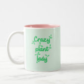 Crazy Pflanze Lady Tasse - Grün auf Pastel Green (Links)