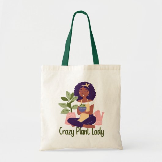 Crazy Pflanze Lady Tote Bag Tragetasche (Vorne)