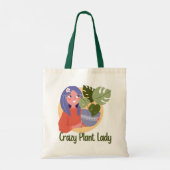 Crazy Pflanze Lady Tote Bag Tragetasche (Rückseite)