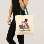 Crazy Pflanze Lady Tote Bag Tragetasche (Vorderseite (Produkt))