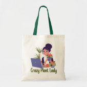 Crazy Pflanze Lady Tote Bag Tragetasche (Vorne)