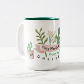 Crazy Pflanze Lady Zwei-Tone-Kaffee-Tasse Zweifarbige Tasse (Vorderseite Links)