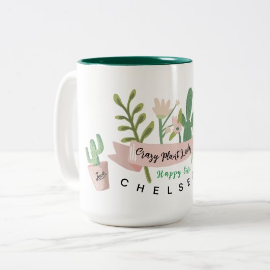 Crazy Pflanze Lady Zwei-Tone-Kaffee-Tasse Zweifarbige Tasse (Vorderseite Links)