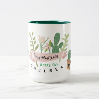 Crazy Pflanze Lady Zwei-Tone-Kaffee-Tasse Zweifarbige Tasse