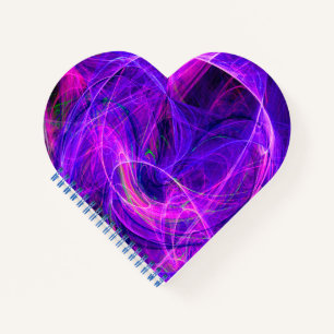 CRAZY PHOTON Abstrakt Blue Lila Fraktale, Wirbel Notizblock