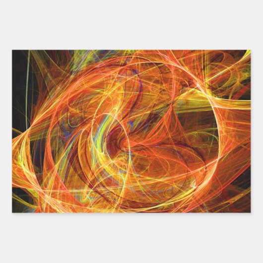 CRAZY PHOTON Abstrakt farbiges Fraktal Wirbel Geschenkpapier Set (Vorderseite 2)