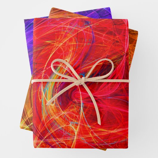 CRAZY PHOTON Abstrakt farbiges Fraktal Wirbel Geschenkpapier Set (Beispiel)