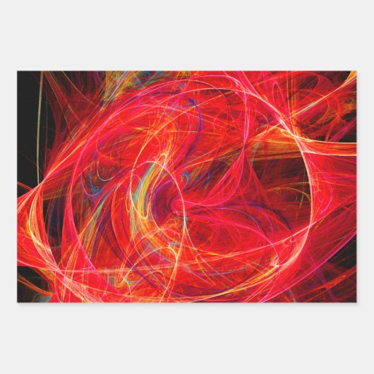 CRAZY PHOTON Abstrakt farbiges Fraktal Wirbel Geschenkpapier Set (Vorderseite)