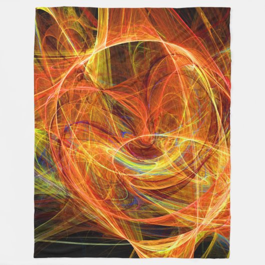 CRAZY PHOTON Abstrakt Gelborange Fraktal Wirbel Fleecedecke (Vorderseite)