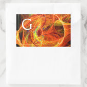 CRAZY PHOTON Abstrakt Gelborange Fraktal Wirbel Rechteckiger Aufkleber (Tasche)