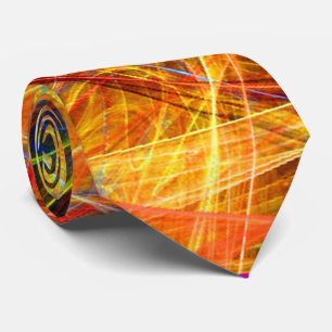 CRAZY PHOTON Abstrakt Orange-Yellow-Fraktal-Wirbel Krawatte
