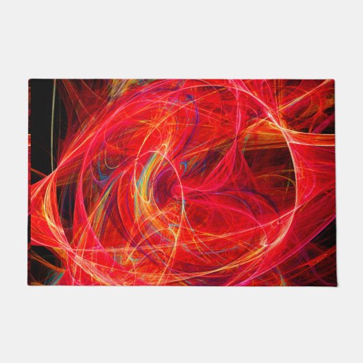 CRAZY PHOTON Abstrakte, rot-gelbe Fraktale, Wirbel Fußmatte (Vorderseite)