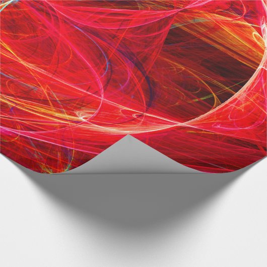 CRAZY PHOTON Abstrakte, rot-gelbe Fraktale, Wirbel Geschenkpapier (Ecke)