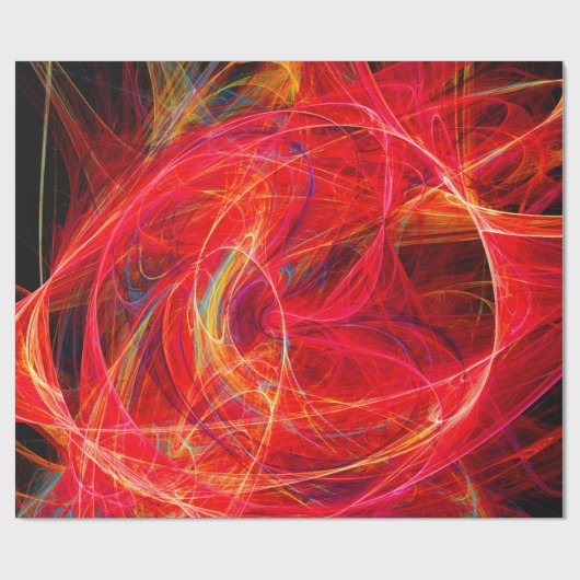 CRAZY PHOTON Abstrakte, rot-gelbe Fraktale, Wirbel Geschenkpapier (Flach)