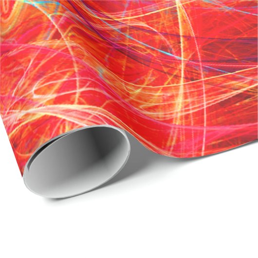 CRAZY PHOTON Abstrakte, rot-gelbe Fraktale, Wirbel Geschenkpapier (Rolleneckpunkt)