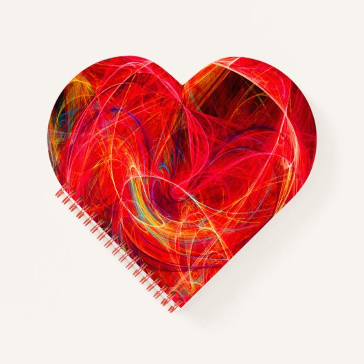 CRAZY PHOTON Abstrakte, rot-gelbe Fraktale, Wirbel Notizblock (Vorderseite)