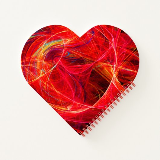 CRAZY PHOTON Abstrakte, rot-gelbe Fraktale, Wirbel Notizblock (Rückseite)