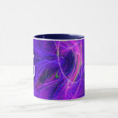CRAZY PHOTON Abstraktes Lila blaues Fraktal Monogr Tasse (Zentrum)