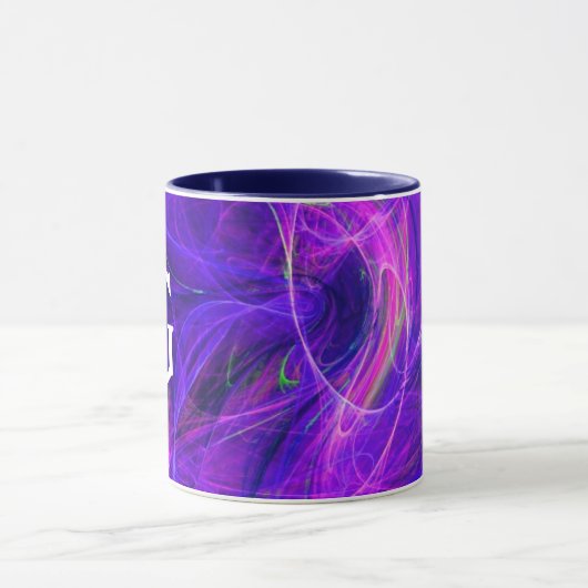 CRAZY PHOTON Abstraktes Lila blaues Fraktal Monogr Tasse (Zentrum)