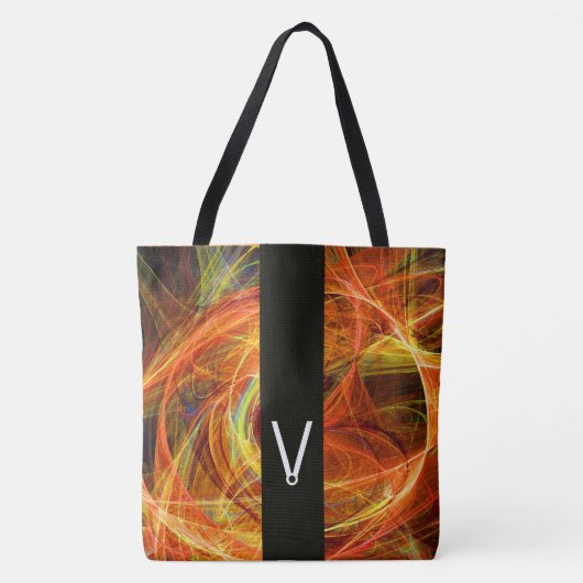 CRAZY PHOTON BLACK STRIPE MONOGRAM Gelbe Fraktale Tasche (Vorderseite)