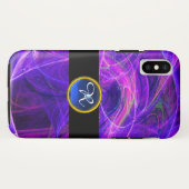 CRAZY PHOTON BLUE SAPPHIRE GEM STONE MONOGRAM Case-Mate iPhone HÜLLE (Rückseite (Horizontal))
