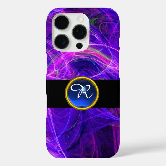 CRAZY PHOTON BLUE SAPPHIRE GEM STONE MONOGRAM Case-Mate iPhone HÜLLE (Rückseite)