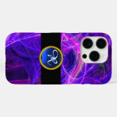 CRAZY PHOTON BLUE SAPPHIRE GEM STONE MONOGRAM Case-Mate iPhone HÜLLE (Rückseite (Horizontal))