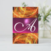 CRAZY PHOTON MONOGRAM Schwarz-Rosa uAwg Einladung (Stehend Vorderseite)