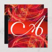 CRAZY PHOTON MONOGRAMM Rot Rosa Weiß Einladung (Vorne/Hinten)