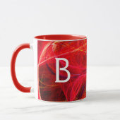 CRAZY PHOTON Rot-Gelbes Fraktal Wirbel Monogramm Tasse (Links)