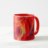 CRAZY PHOTON Rot-Gelbes Fraktal Wirbel Monogramm Tasse (VorderseiteRechts)