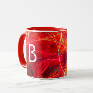 CRAZY PHOTON Rot-Gelbes Fraktal Wirbel Monogramm Tasse