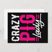 Crazy Pig | Lady Farms | Retro-Geschenk Ankündigungspostkarte (Vorne/Hinten)