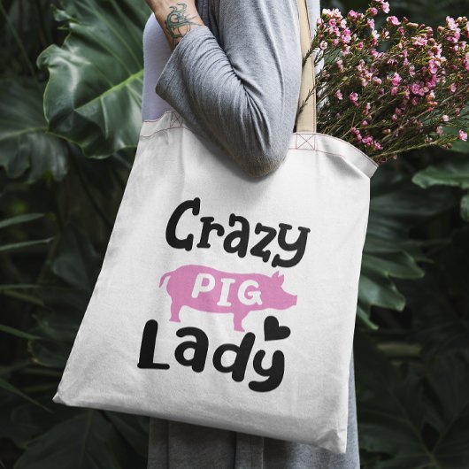 Crazy Pig Lady lustiges Schwein Tragetasche